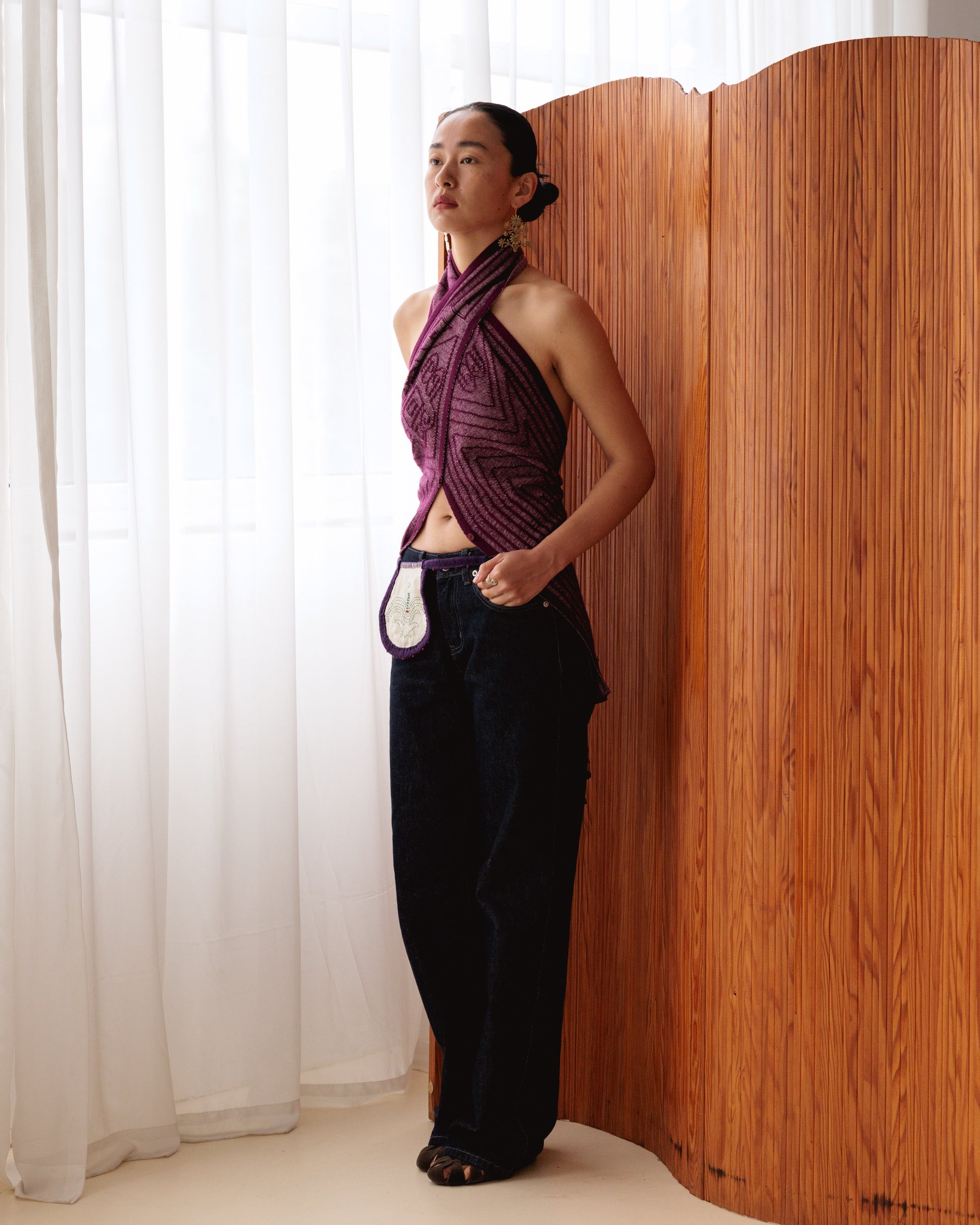 Made-to-order DEFICELER Cross Collar Knitted Shawl