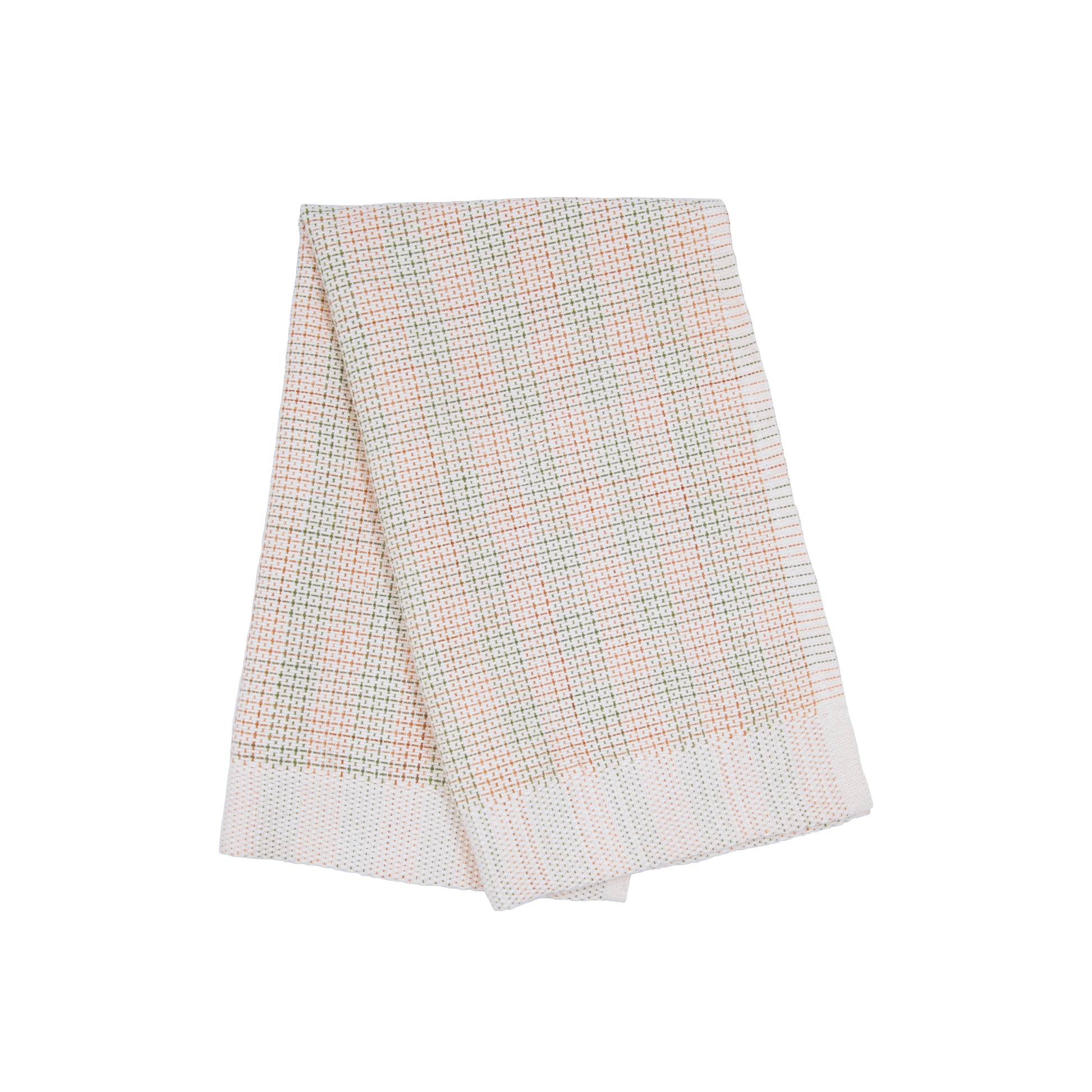 Oame plant-dyed organic hand-woven waffle towel - Buckthorn Persimmon
