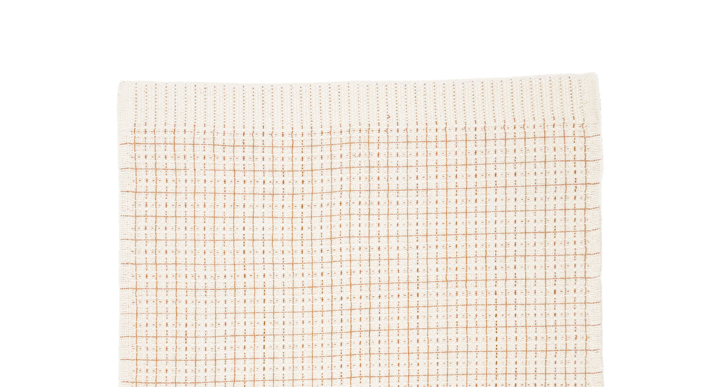 Oame plant-dyed organic hand-woven waffle towel - Gardenia Persimmon