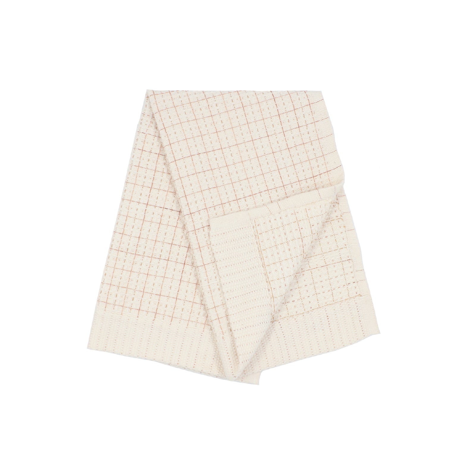 Oame plant-dyed organic hand-woven waffle towel - Gardenia Persimmon
