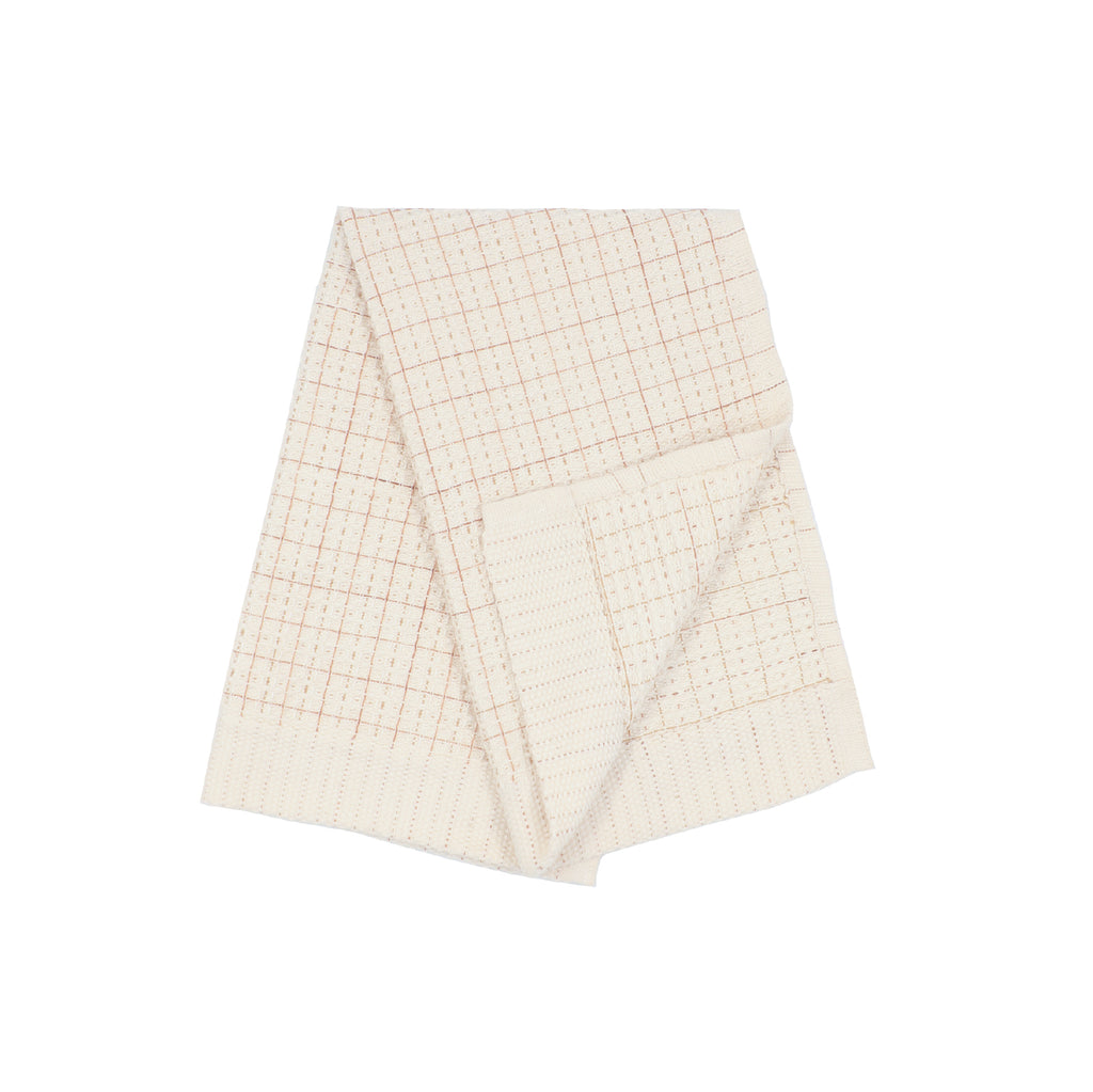 Oame plant-dyed organic hand-woven waffle towel - Gardenia Persimmon