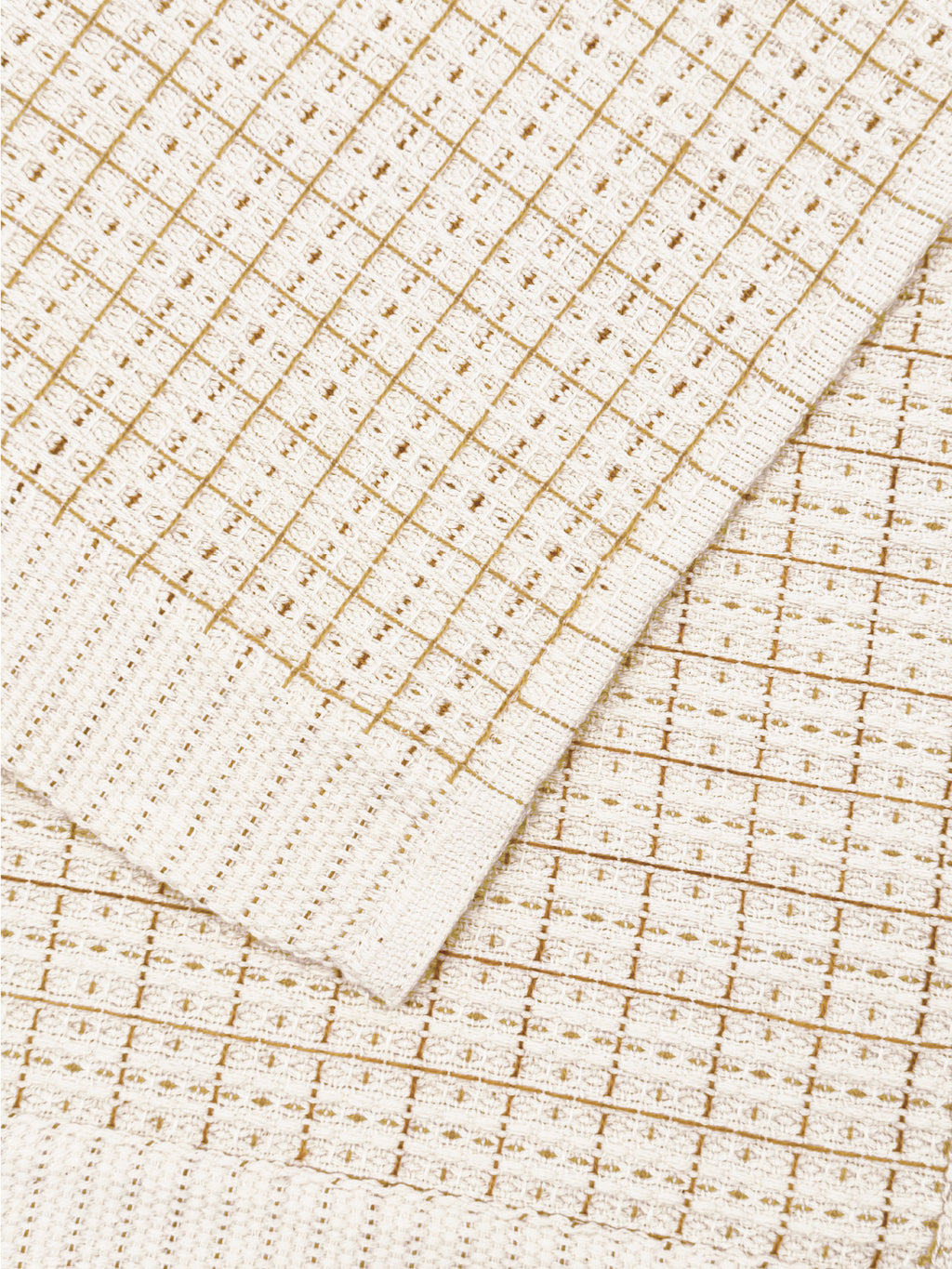 Oame plant-dyed organic hand-woven waffle towel - Gardenia Persimmon