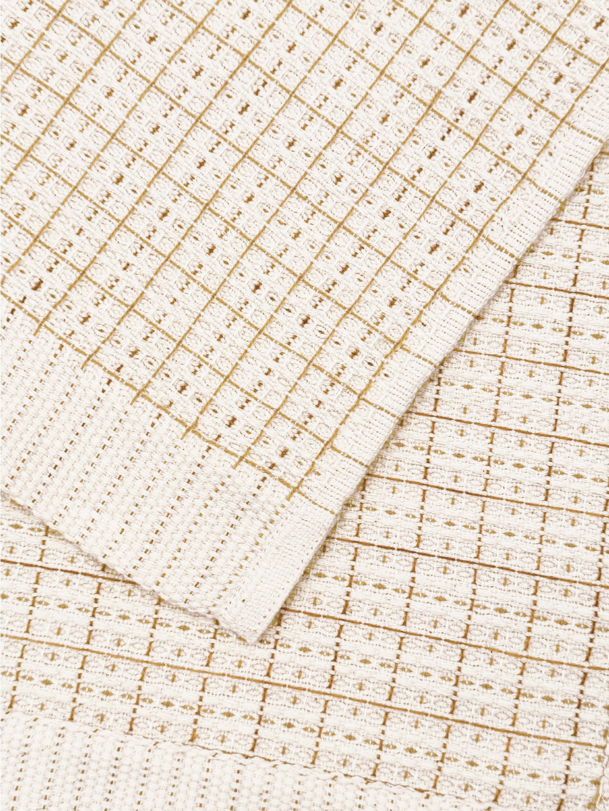 Oame plant-dyed organic hand-woven waffle towel - Gardenia Persimmon