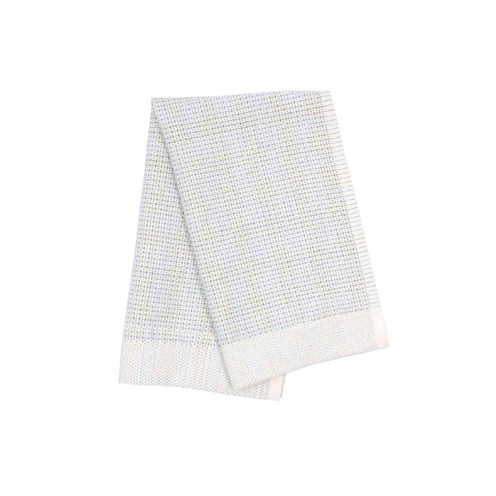 Oame plant-dyed organic hand-woven waffle towel - Indigo Buckthorn