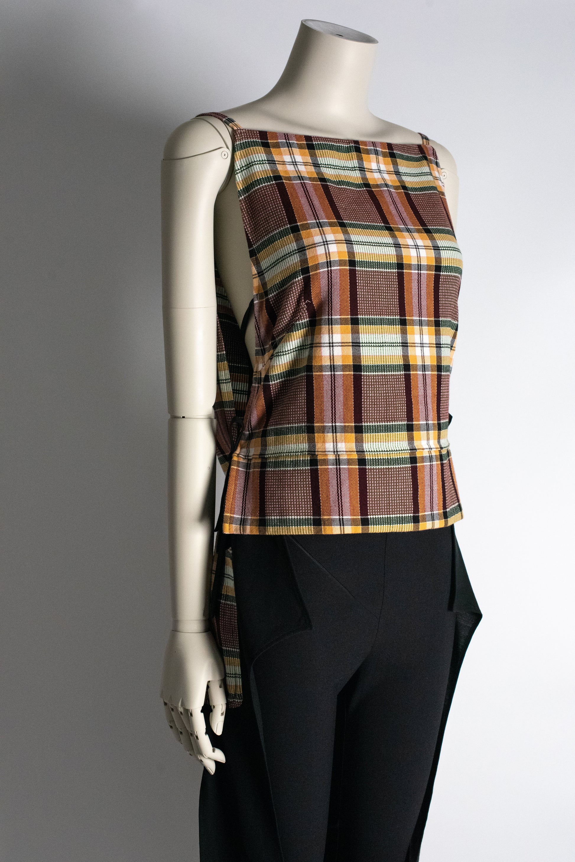 Made-to-order DEFICELER Classic Oval Long Apron - Orange Gingham