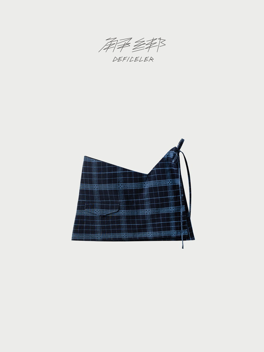 Made-to-order - DEFICELER Single-Pocket Tie Apron (Blue)