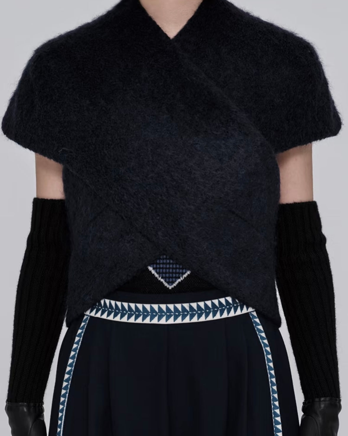 Made-to-order DEFICELER Cross Collar Waistcoat Dark Blue