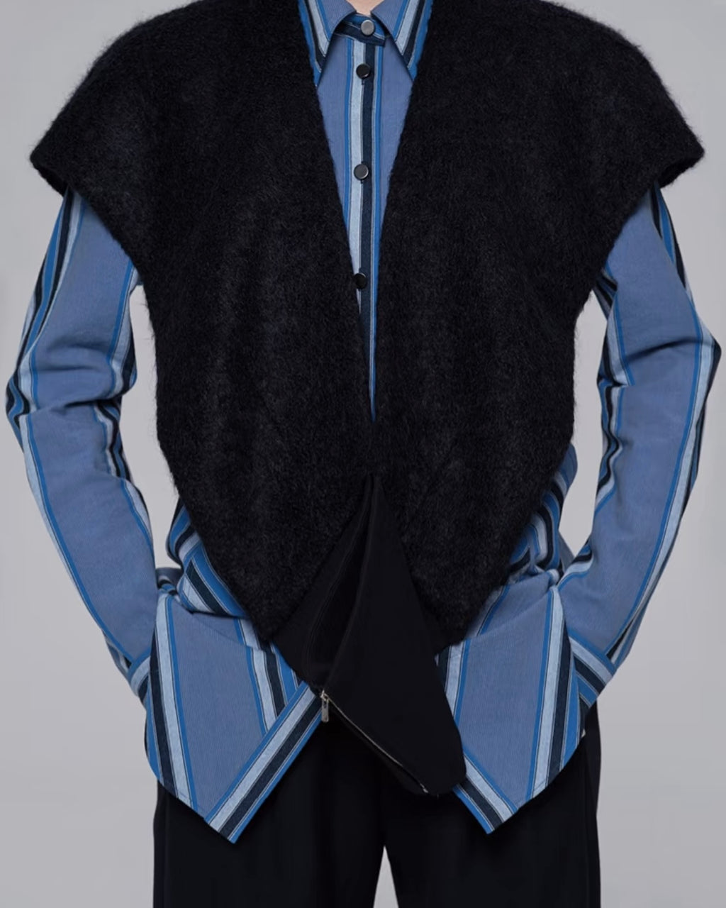 Made-to-order DEFICELER Cross Collar Waistcoat Dark Blue
