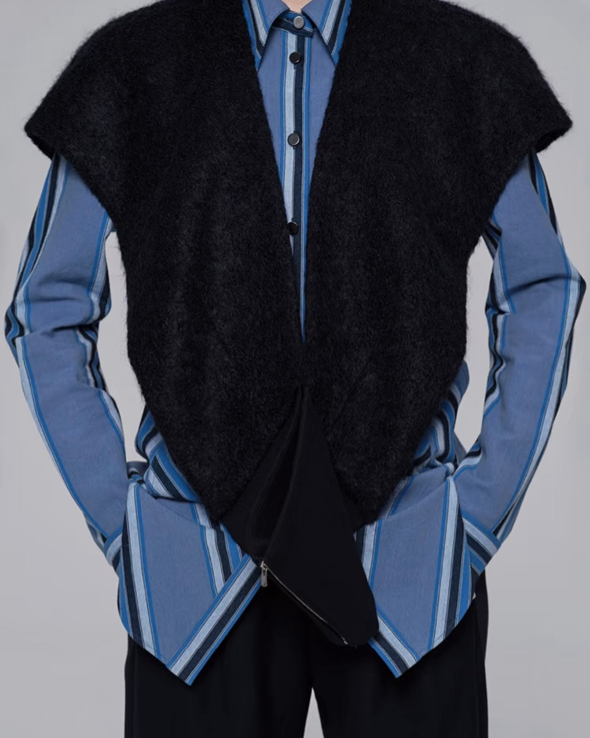 Made-to-order DEFICELER Cross Collar Waistcoat Dark Blue