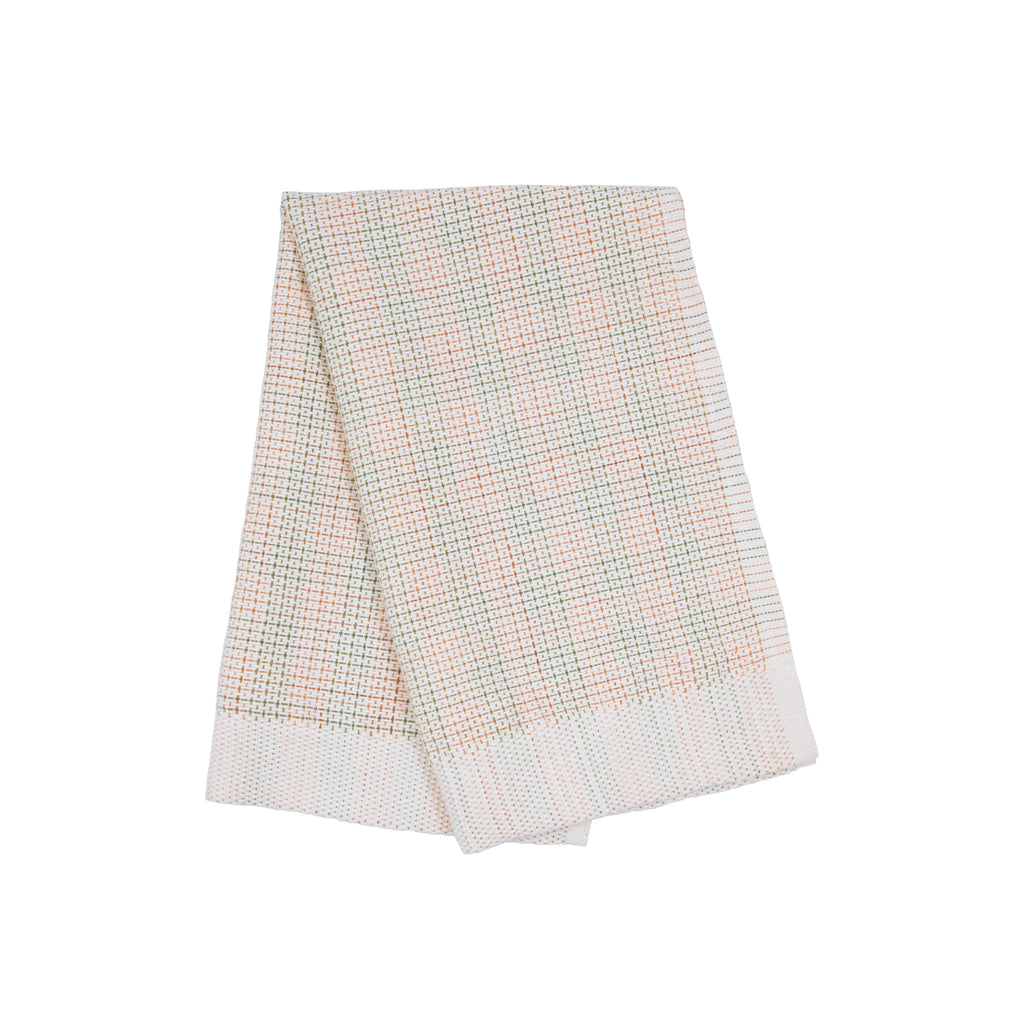 Oame plant-dyed organic hand-woven waffle towel - Buckthorn Persimmon